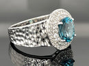 RING AUS 925/- SILBER RHODINIERT MIT LONDON BLUE TOPAS & ZIRKON