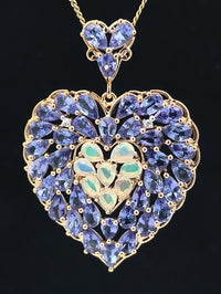 ANHÄNGER AUS 925/- SILBER VERGOLDET MIT TANSANIT & ÄTHIOP. OPAL