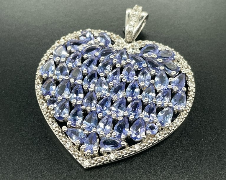 ANHÄNGER AUS 925/- SILBER RHODINIERT MIT TANSANIT & ZIRKON