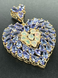 ANHÄNGER AUS 925/- SILBER VERGOLDET MIT TANSANIT & ÄTHIOP. OPAL