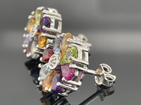 OHRSTECKER AUS 925/- SILBER RHODINIERT MIT MULTI EDELSTEINE
