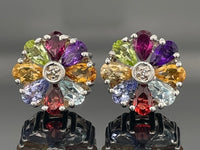 OHRSTECKER AUS 925/- SILBER RHODINIERT MIT MULTI EDELSTEINE