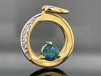 ANHÄNGER AUS 925/- SILBER VERGOLDET MIT KYANIT & ZIRKON