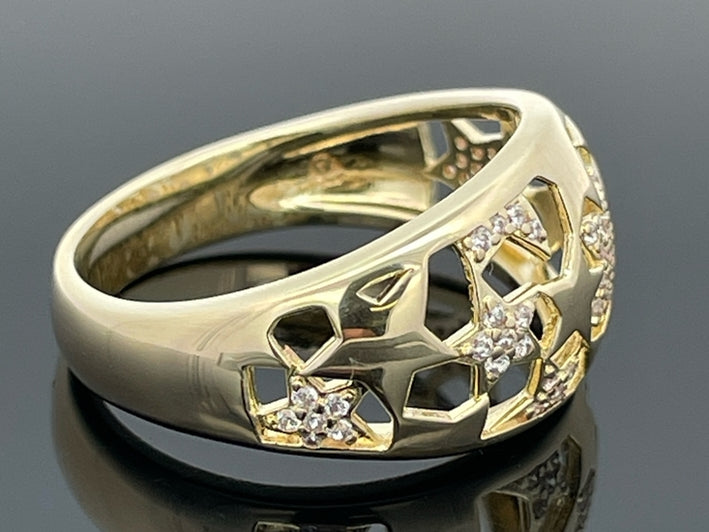 RING AUS 925/- SILBER GELBVERGOLDET MIT ZIRKONIA