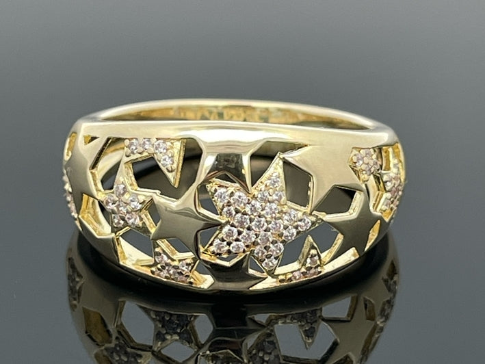 RING AUS 925/- SILBER GELBVERGOLDET MIT ZIRKONIA