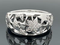 RING AUS 925/- SILBER RHODINIERT MIT ZIRKONIA
