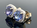 OHRSTECKER AUS 585/- GELBGOLD MIT TANSANIT AAA & BRILLANTEN (GES.CA. 0,15 ct.)