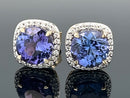 OHRSTECKER AUS 585/- GELBGOLD MIT TANSANIT AAA & BRILLANTEN (GES.CA. 0,15 ct.)