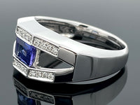 RING AUS 585/- WEIßGOLD mit Tansanit und Brillanten (ca. 1,29 ct.)