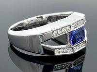 RING AUS 585/- WEIßGOLD mit Tansanit und Brillanten (ca. 1,29 ct.)