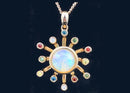ANHÄNGER AUS 375/- GELBGOLD mit Kristallopal und Multi Brillanten (ca. 0,156 ct.)