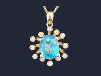 ANHÄNGER AUS 375/- GELBGOLD mit Zirkon (ca. 3,85 ct.)