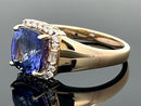 RING GR.17 (54) AUS 585/- GELBGOLD MIT TANSANIT AAAAA & BRILLANTEN (GES.CA. 0,25ct.)