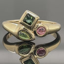 RING AUS 375/- GELBGOLD MIT MULTI TURMALIN (GES.CA 0,41 ct.)