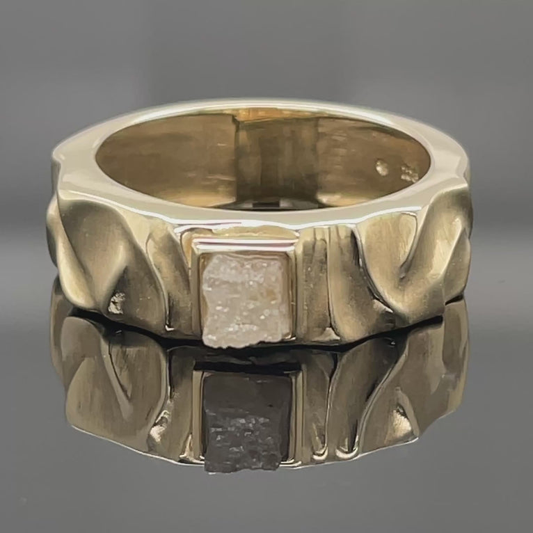 RING GR. 17 CA(54) AUS 375/- GELBGOLD MIT ROHDIAMANT PLATINGRAU (CA.0,62 ct.)