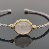 ARMREIF 925/-SILBER RHODINIERT/VERGOLDET MIT RAINBOW MONDSTEIN (ca.3,50 ct.)