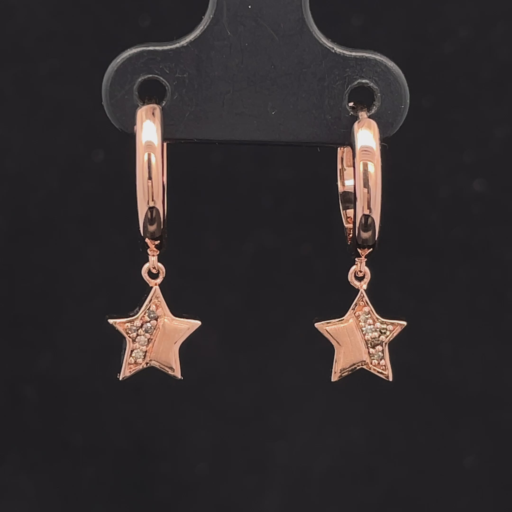 CREOLEN AUS 925/- SILBER ROSÈVERGOLDET MIT DIAMANT ( GES. CA. 0,05 ct.)