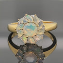 RING AUS 925/- SILBER VERGOLDET MIT ÄTHIOP. OPAL & ZIRKON