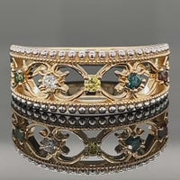 RING AUS 375/- GELBGOLD MIT MULTI BRILLANTEN BEH. (ges.ca. 0,175 ct.)