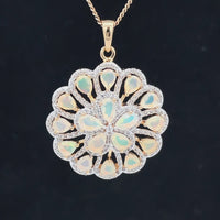 ANHÄNGER AUS 925/- SILBER VERGOLDET MIT ÄTHIOP. OPAL & ZIRKON