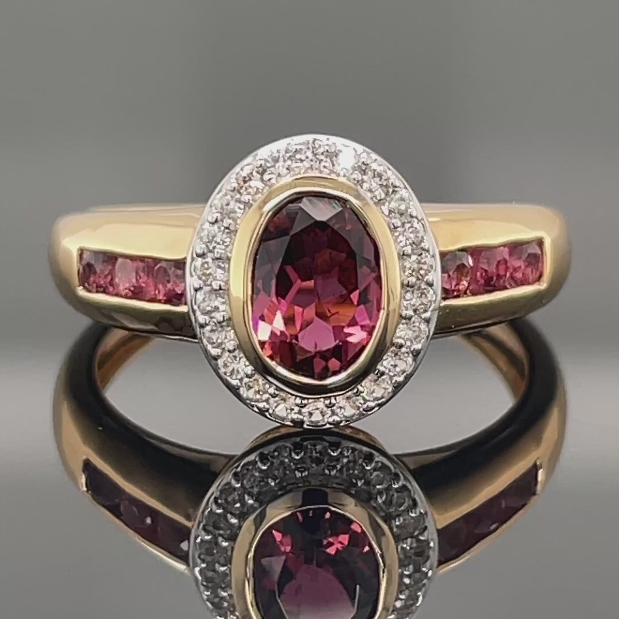 RING AUS 925/- SILBER VERGOLDET MIT PINK TURMALIN & ZIRKON
