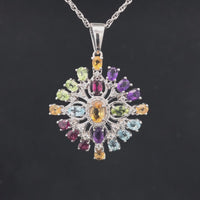 ANHÄNGER AUS 925/- SILBER RHODINIERT MIT MULTI EDELSTEINE
