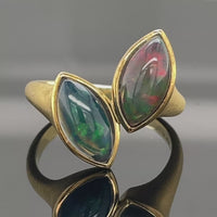 RING AUS 925/- SILBER VERGOLDET MIT KRISTALLOPAL BEH. ( GES. CA. 1,64 ct.)