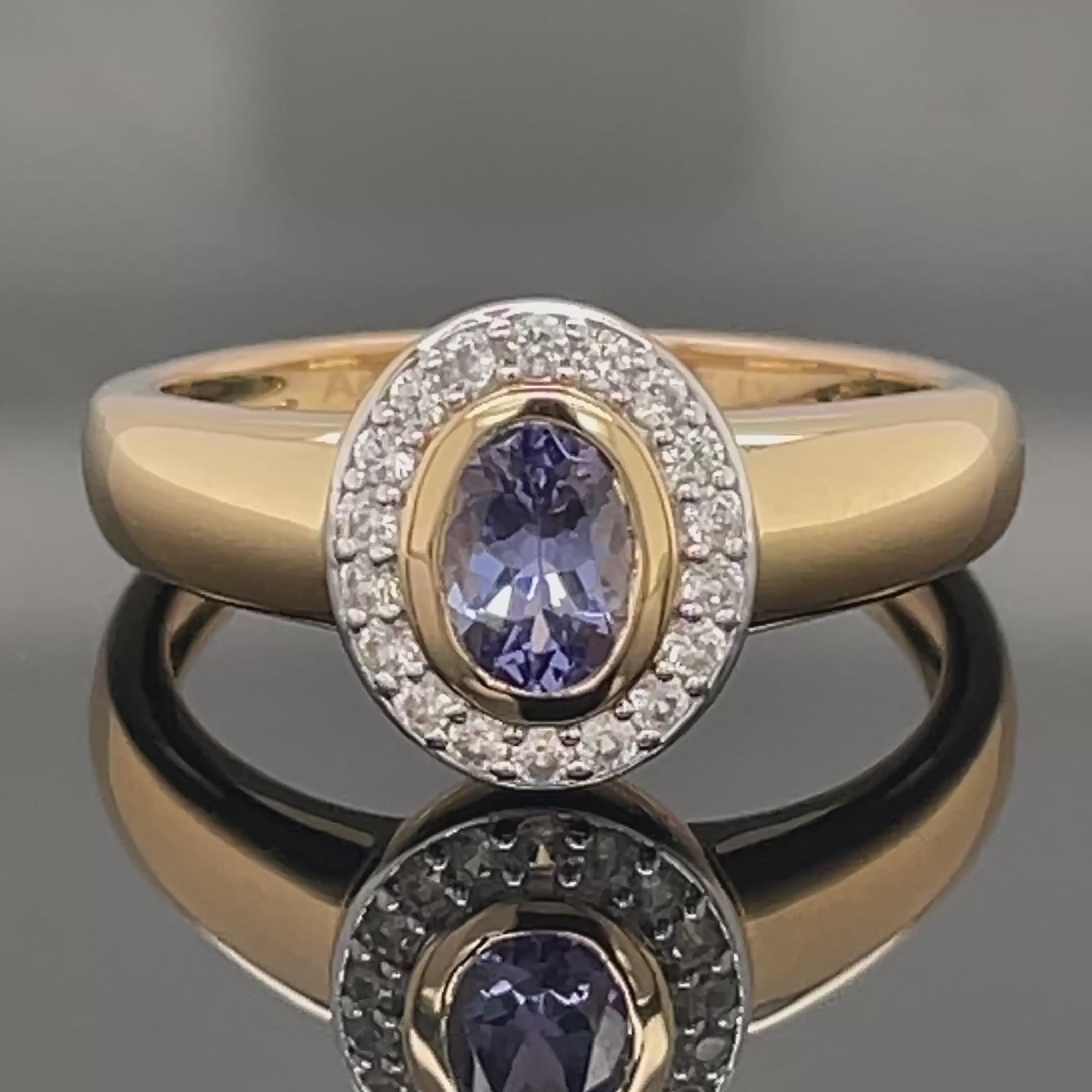 RING AUS 925/- SILBER VERGOLDET MIT TANSANIT AAAA & ZIRKON