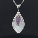 CLIP ANHÄNGER AUS 925/- SILBER RHODINIERT MIT AMETHYST, PERLMUTT & ZIRKON