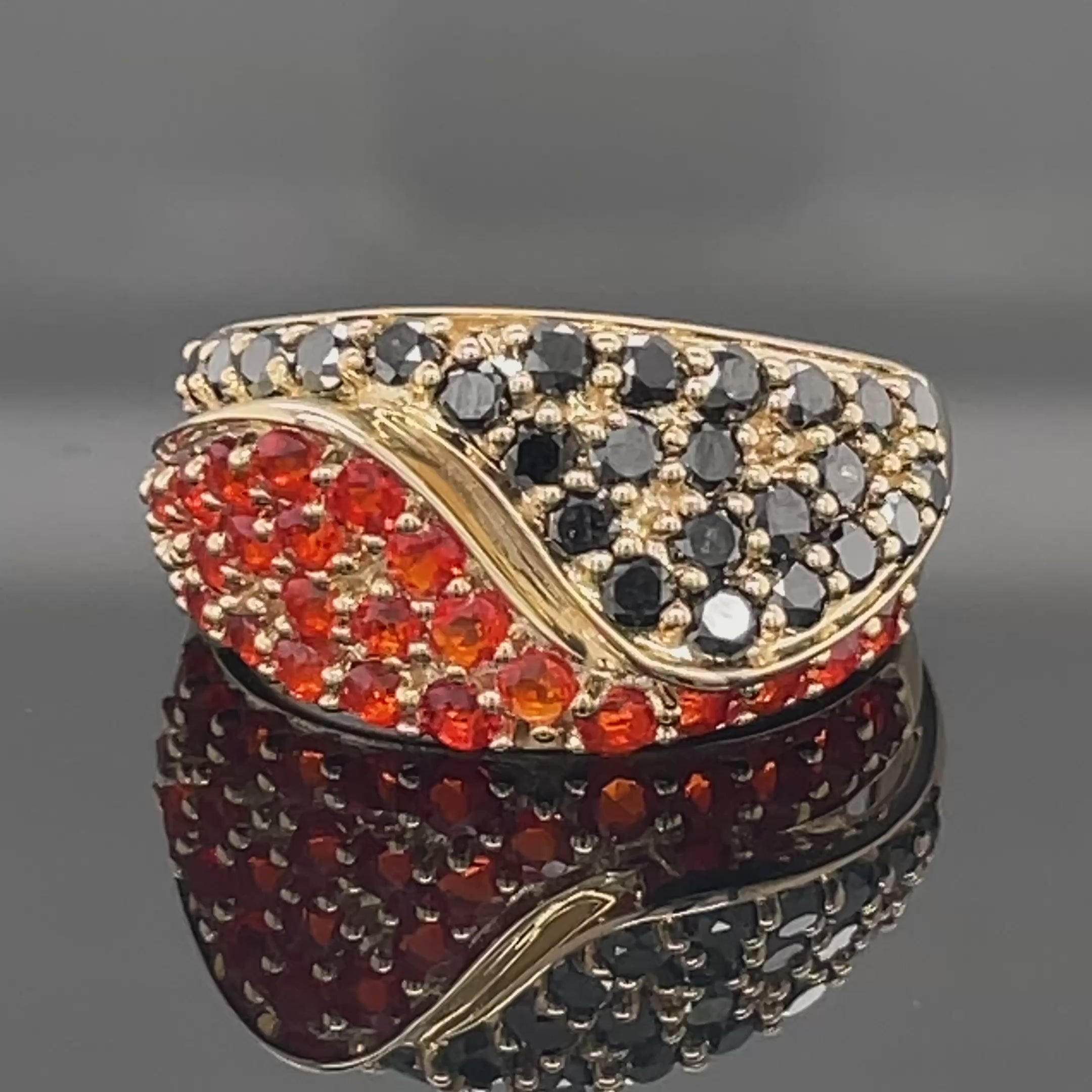 RING GR.17 (53)  AUS 375/- GELBGOLD FEUEROPAL & DIAMANTEN BEH.