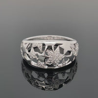 RING AUS 925/- SILBER RHODINIERT MIT ZIRKONIA