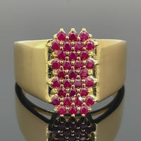 RING AUS 925/- SILBER VERGOLDET MIT RUBIN