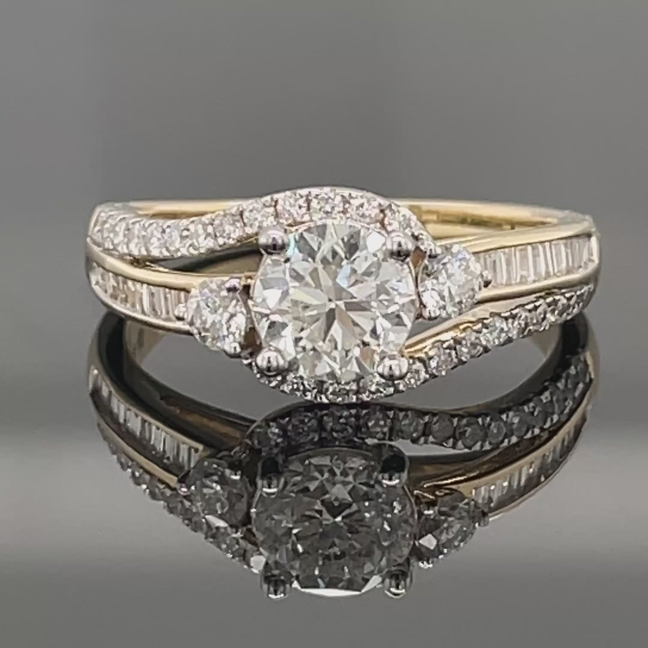 RING AUS 585/- GELBGOLD MIT DIAMANTEN  (GES.CA.1,50 ct.)