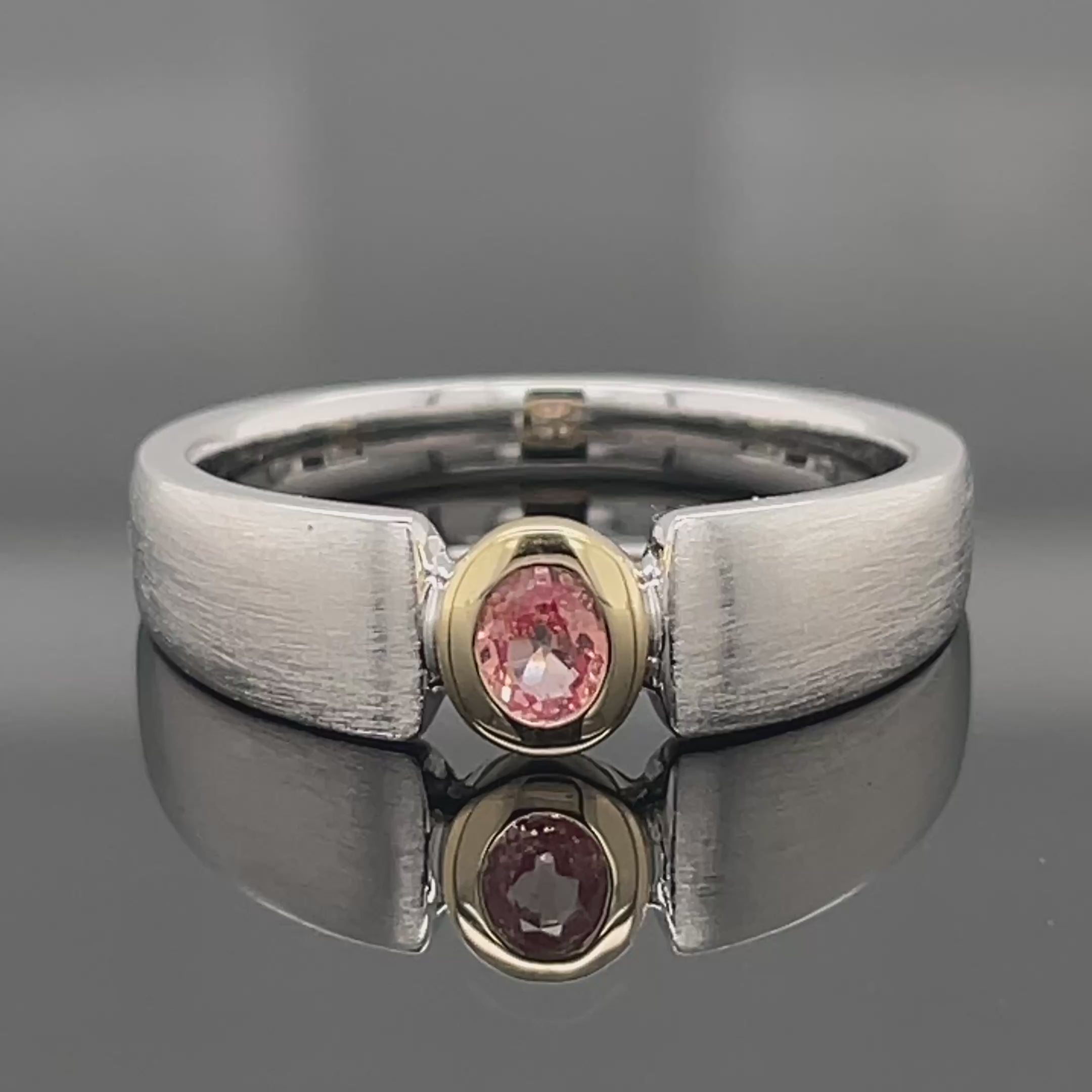 RING AUS 925/- SILBER RHOD/VERG. MIT PADPARADSCHA SAPHIR