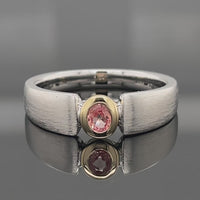 RING AUS 925/- SILBER RHOD/VERG. MIT PADPARADSCHA SAPHIR