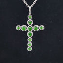 ANHÄNGER AUS 925/- SILBER RHODINIERT MIT CHROMDIOPSID (GES. CA. 0,90 ct.)