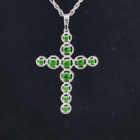 ANHÄNGER AUS 925/- SILBER RHODINIERT MIT CHROMDIOPSID (GES. CA. 0,90 ct.)