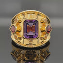 RING AUS 925/- SILBER VERGOLDET MIT AMETHYST, GRANAT, CITRIN