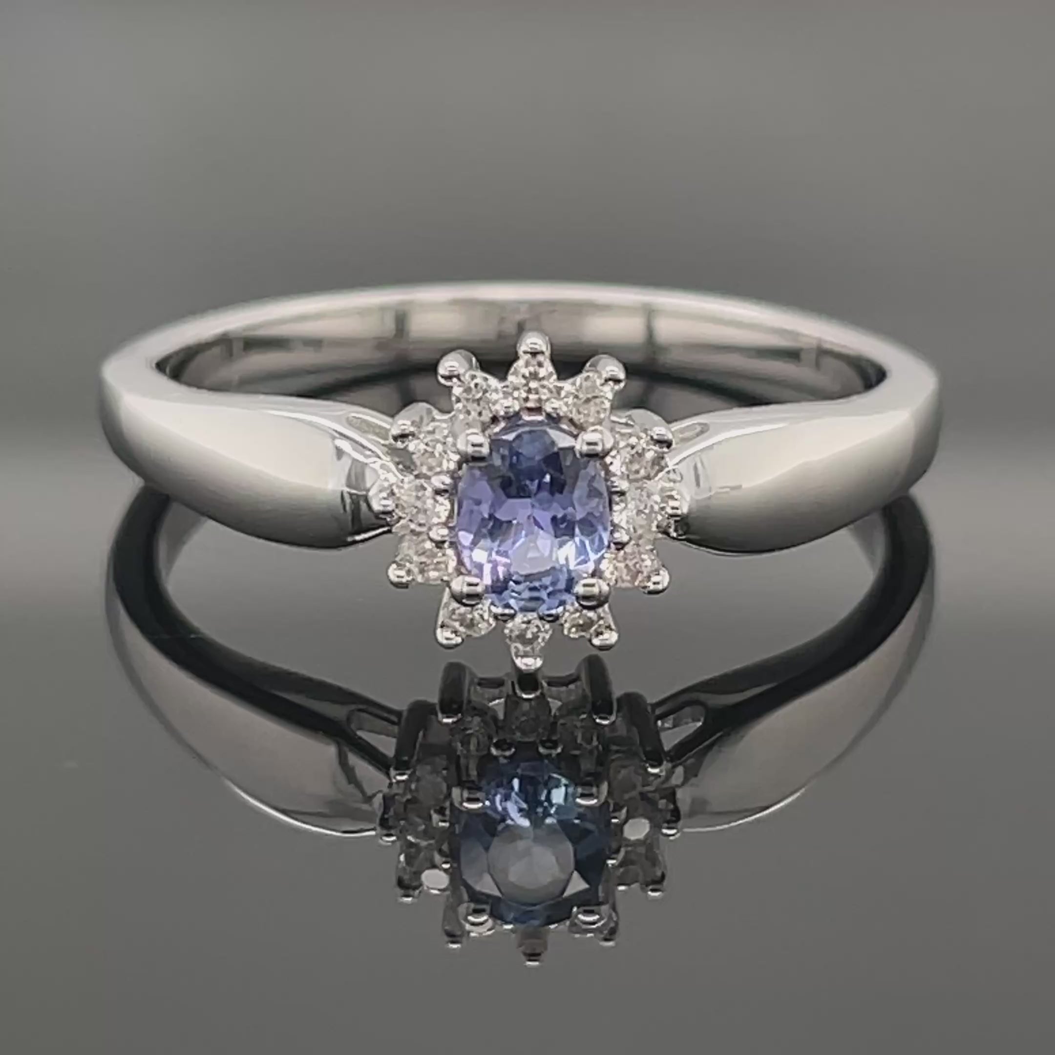 RING AUS 925/- SILBER RHODINIERT MIT TANSANIT & ZIRKON