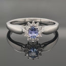 RING AUS 925/- SILBER RHODINIERT MIT TANSANIT & ZIRKON