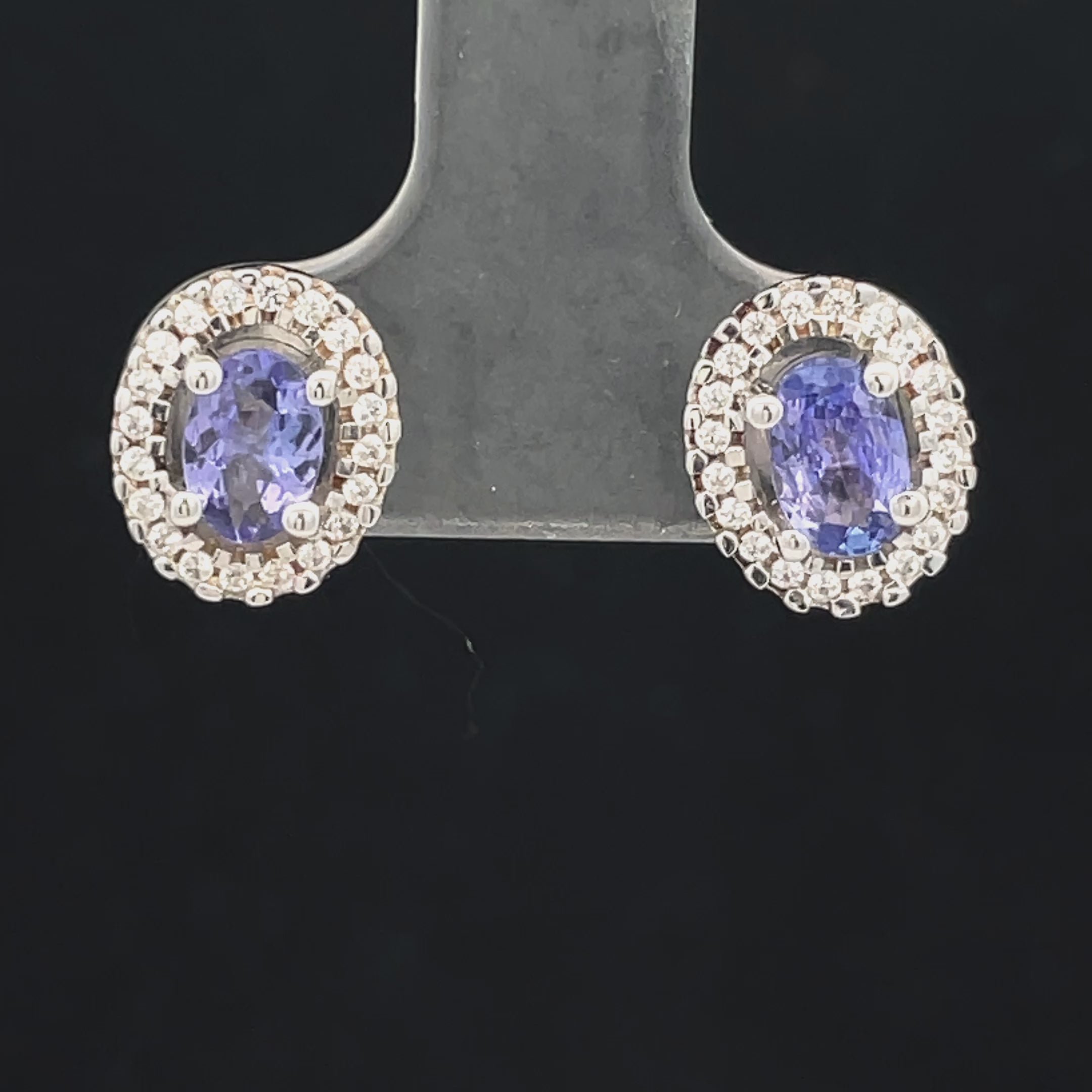 OHRSTECKER AUS 925/- SILBER RHODINIERT MIT TANSANIT & ZIRKON