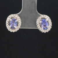 OHRSTECKER AUS 925/- SILBER RHODINIERT MIT TANSANIT & ZIRKON