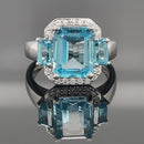 RING AUS 925/- SILBER RHODINIERT MIT SWISS BLUE TOPAS & ZIRKON