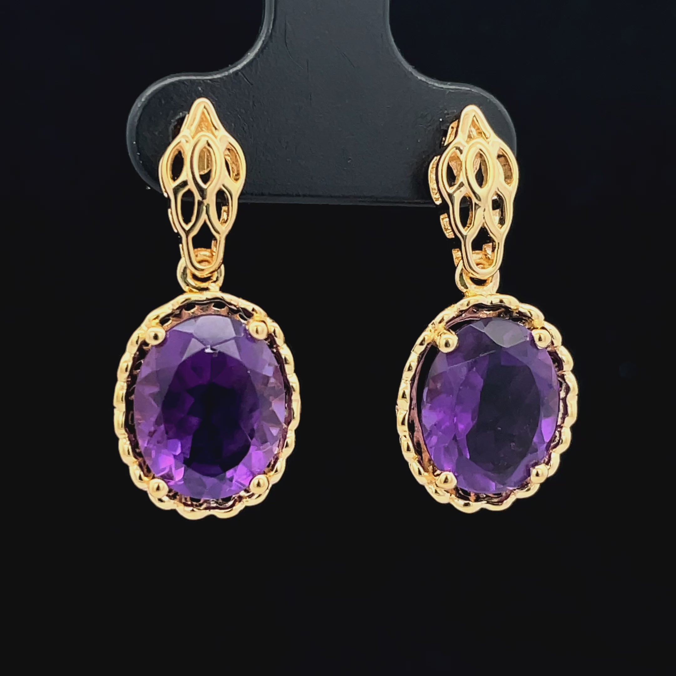 OHRSTECKER AUS 925/- SILBER VERGOLDET MIT AMETHYST