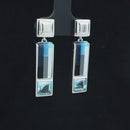 OHRSTECKER AUS 925/- SILBER RHODINIERT MIT MOSAIK & BLAUTOPAS