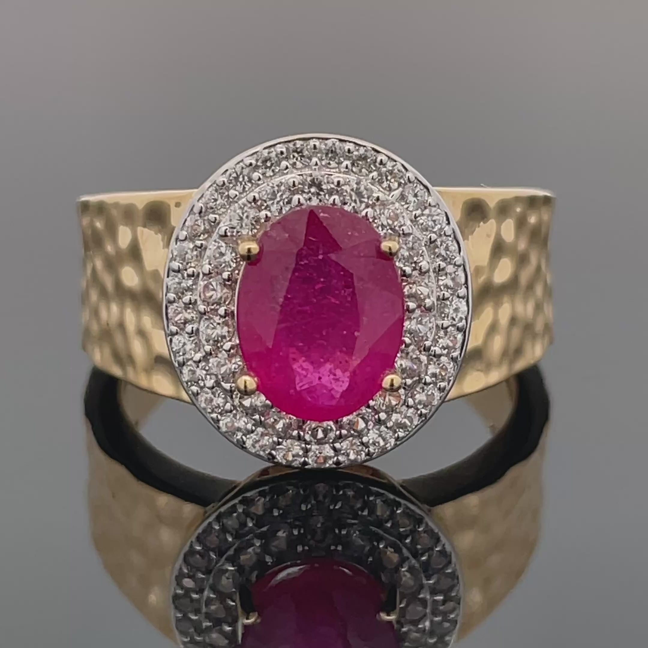 RING AUS 925/- SILBER VERGOLDET MIT SAMBIA RUBIN & ZIRKON
