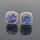 OHRSTECKER AUS 585/- GELBGOLD MIT TANSANIT AAA & BRILLANTEN (GES.CA. 0,15 ct.)