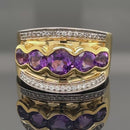 RING AUS 925/- SILBER VERGOLDET MIT AMETHYST & ZIRKON