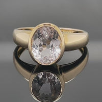 RING AUS 375/- GELBGOLD MIT KUNZIT (CA. 3,15 ct.)