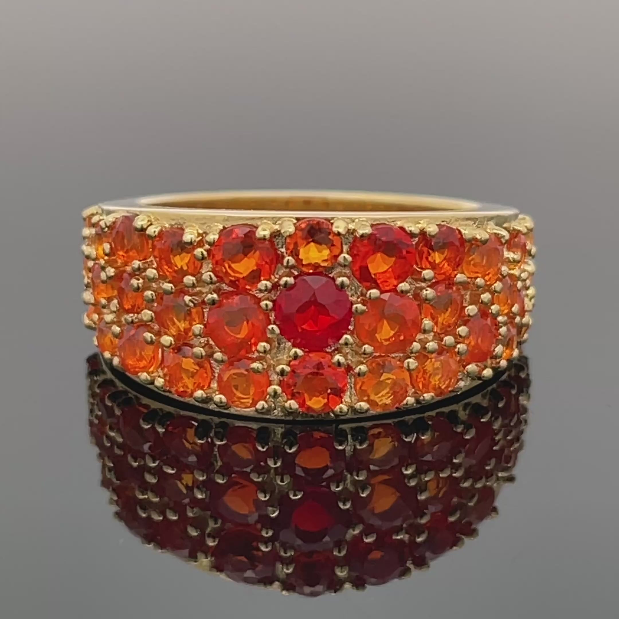 RING AUS 925/- SILBER VERGOLDET MIT MULTI FEUEROPAL (GES. CA. 1,32 ct.)
